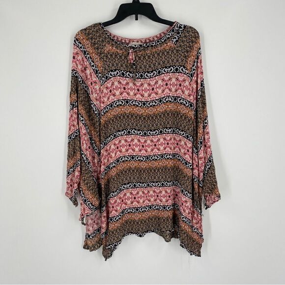 Hippie Love Women’s Floral Print Elastic Neck Cape Blouse size M - Picture 1 of 5
